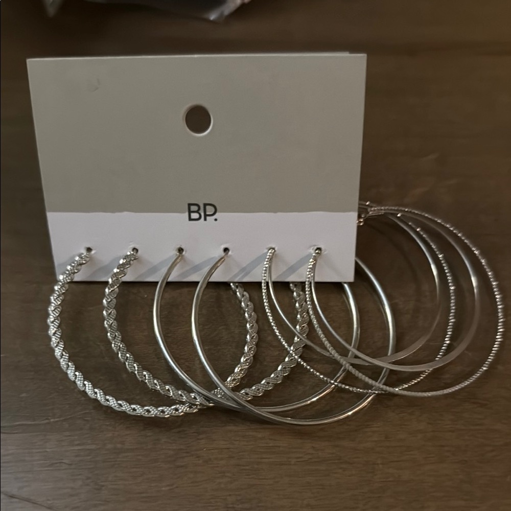 ❤️ BO by Nordstrom Silver Hoop Earrings Set of 3 NWT